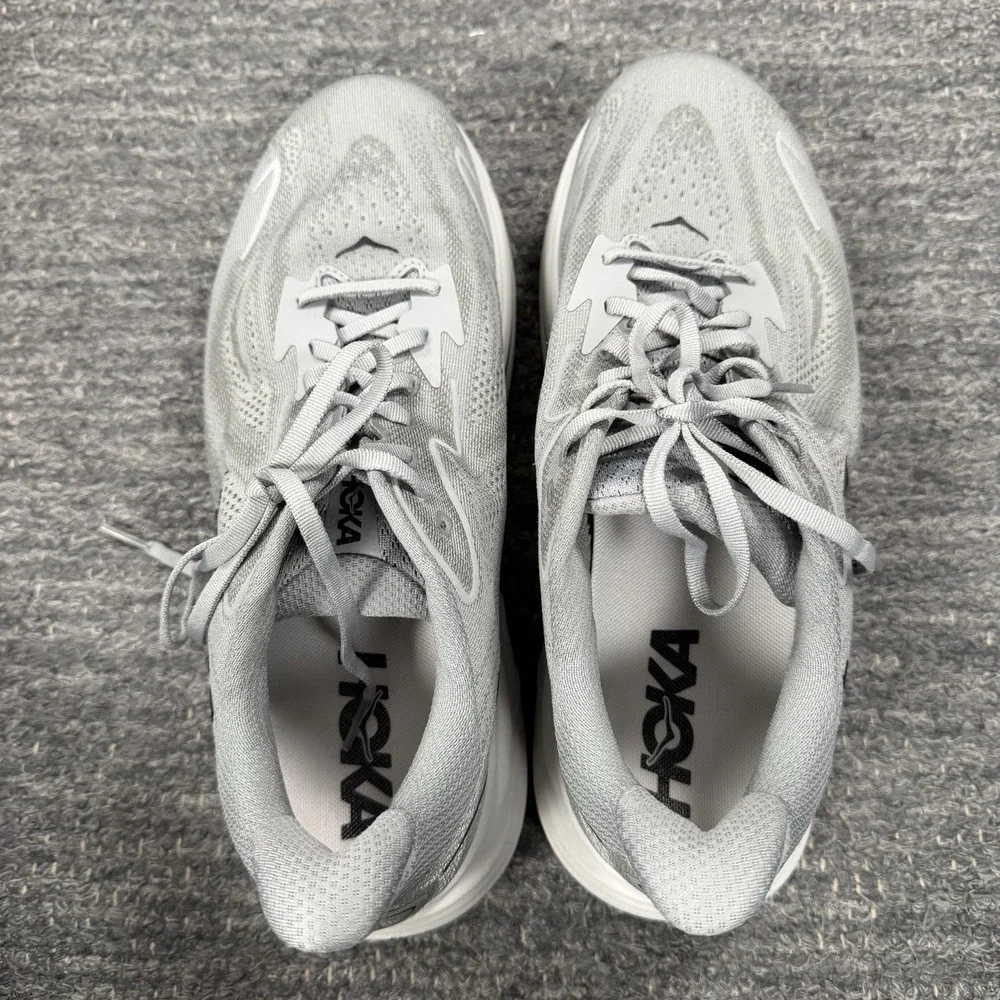 Hoka One One Clifton 10 Shoes Mens 11 2E Wide Gray Run Workout Jog Walk Train